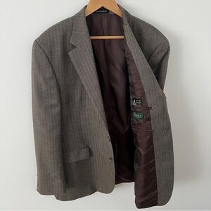 Ralph Lauren Sport Coat Sz 44R Blazer Two Buttons Herringbone Plaid Wool Brown